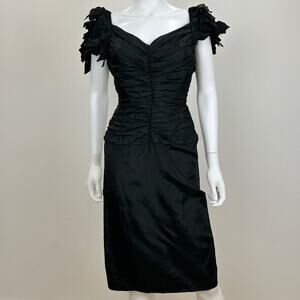 Vintage Notorious Dress Whimsigoth Witchy Glam Black Ruched Draped Corset XS